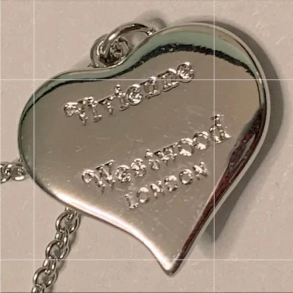 Sold out Vivienne Westwood silver crystal heart pink / purple enamel necklace - Picture 3 of 4